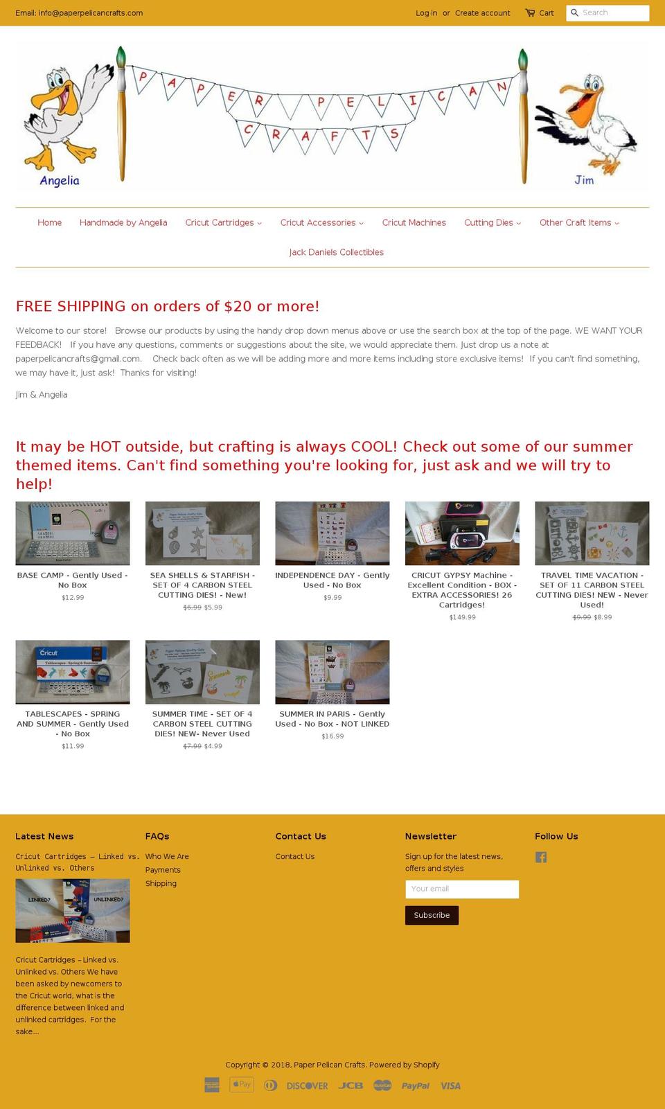 paperpelicancrafts.com shopify website screenshot