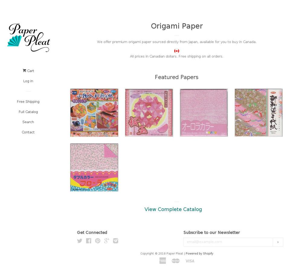 paperpleat.ca shopify website screenshot