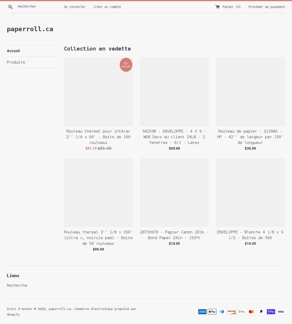 paperroll.ca shopify website screenshot