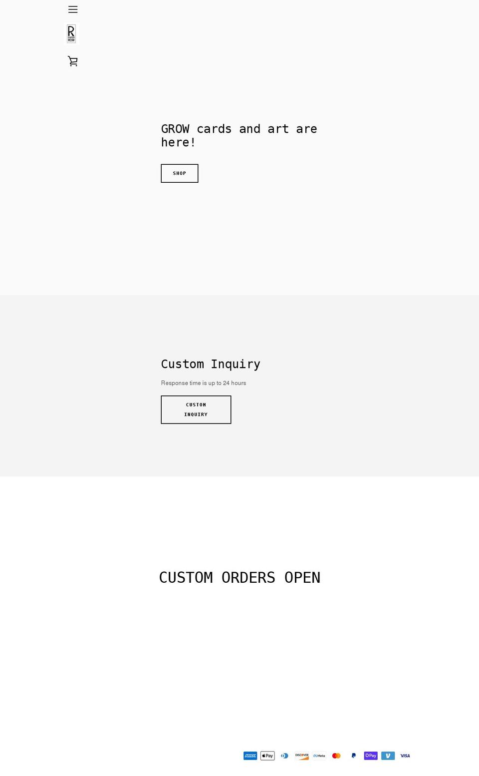 paperrowcards.com shopify website screenshot