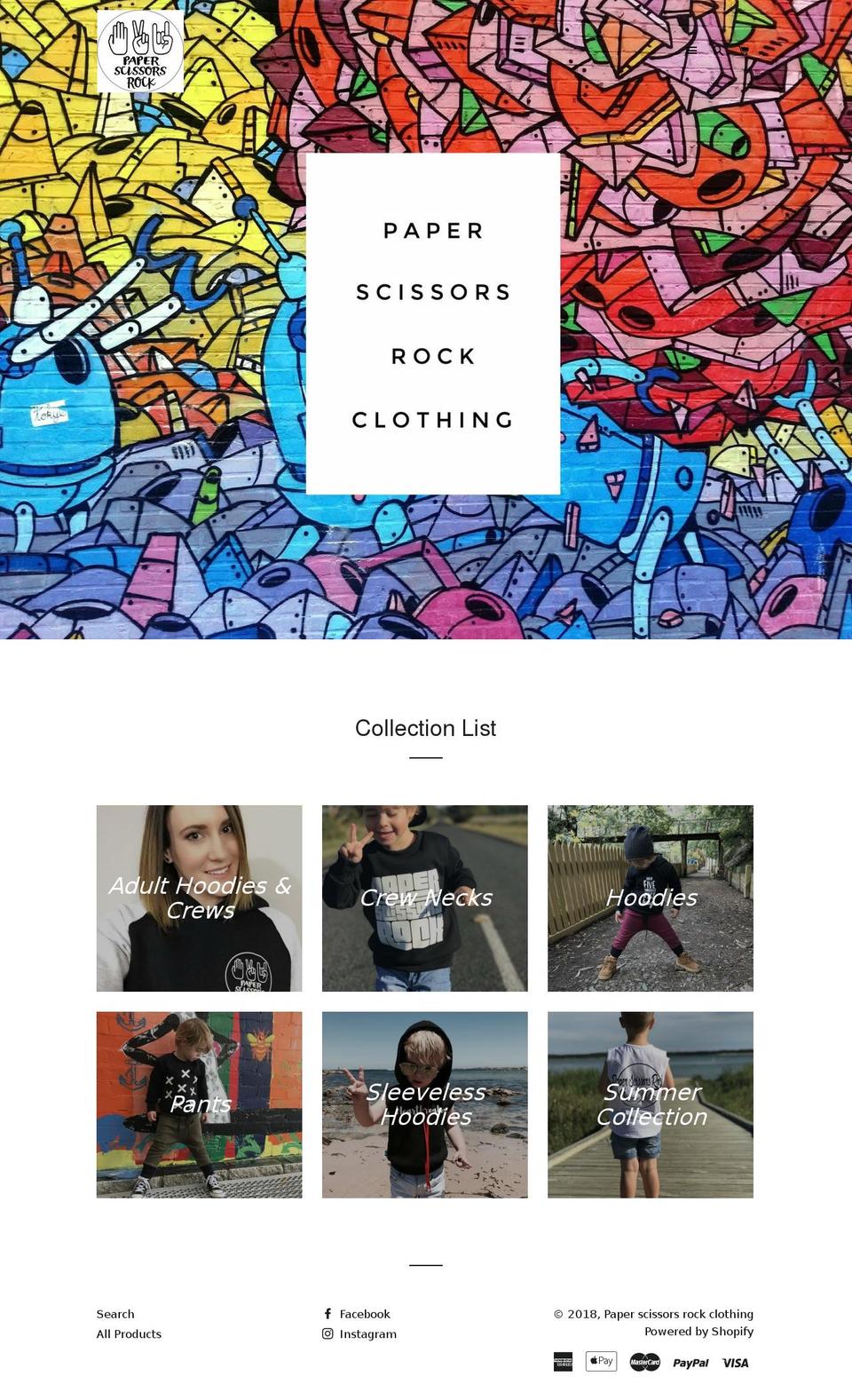 paperscissorsrockclothing.com — Shopify storefront screenshot