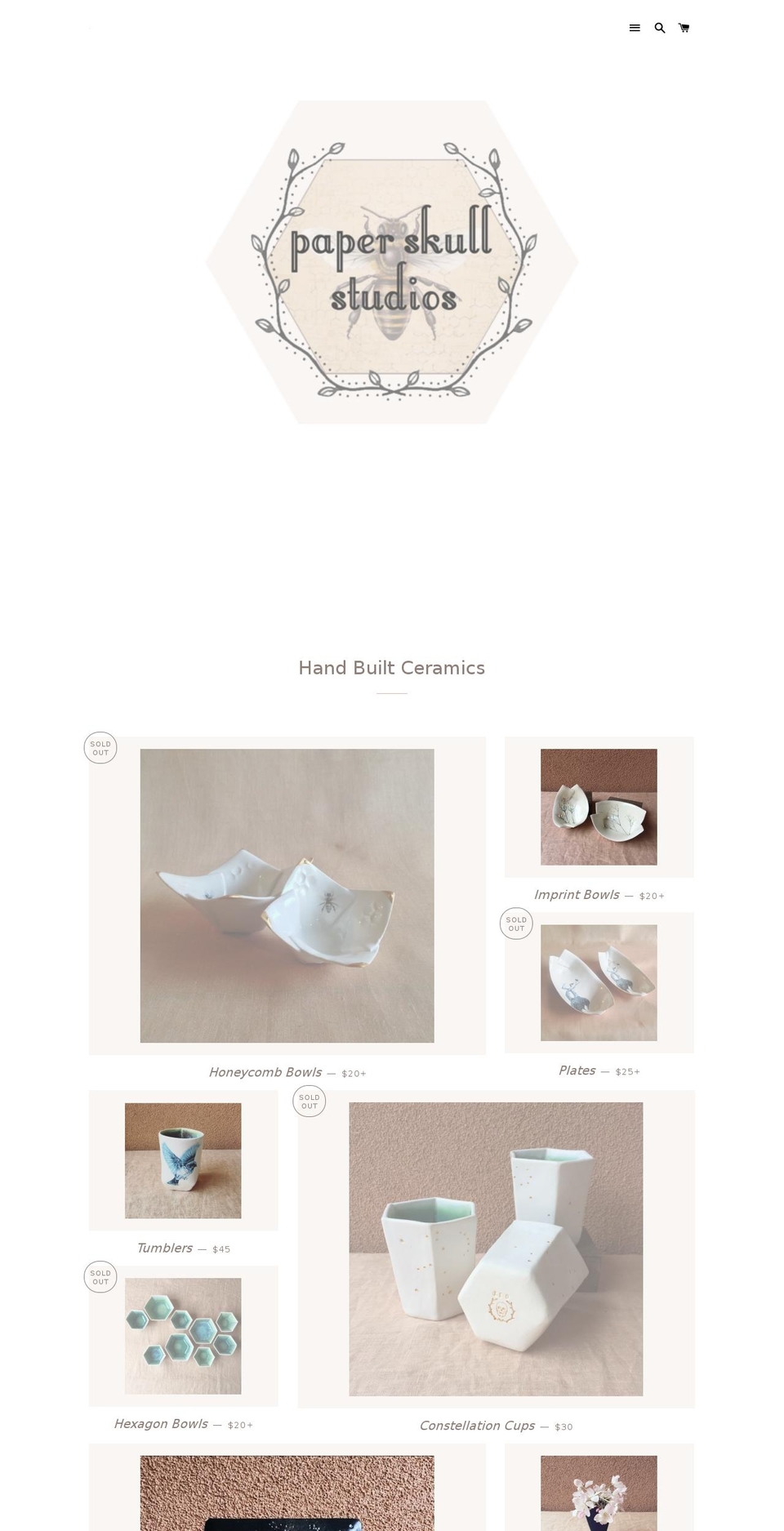 paperskullstudios.com — Shopify storefront screenshot