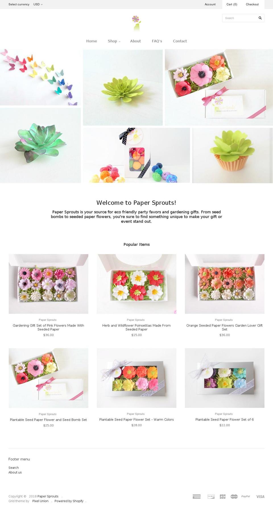 papersprouts.com shopify website screenshot