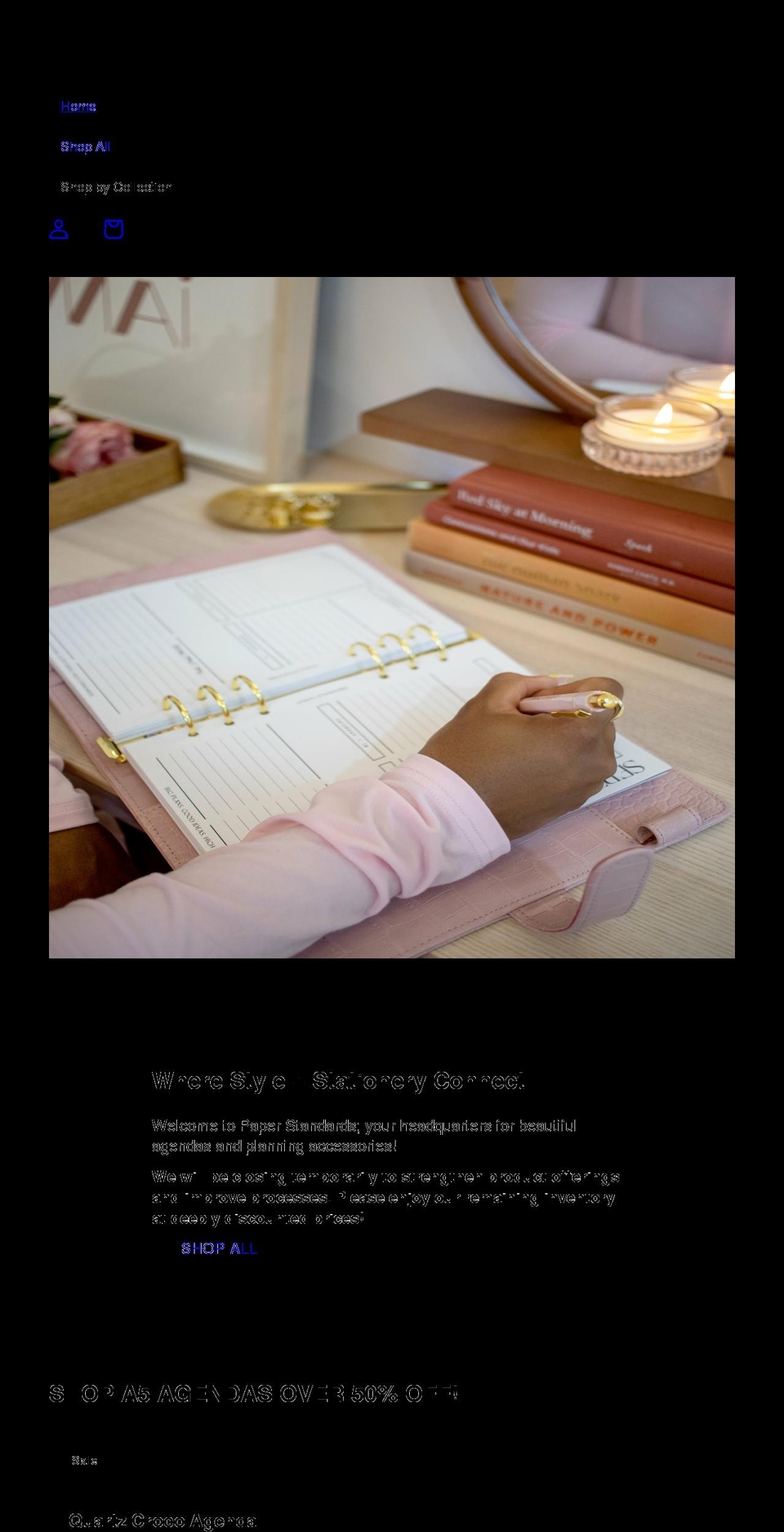 paperstandards.com shopify website screenshot
