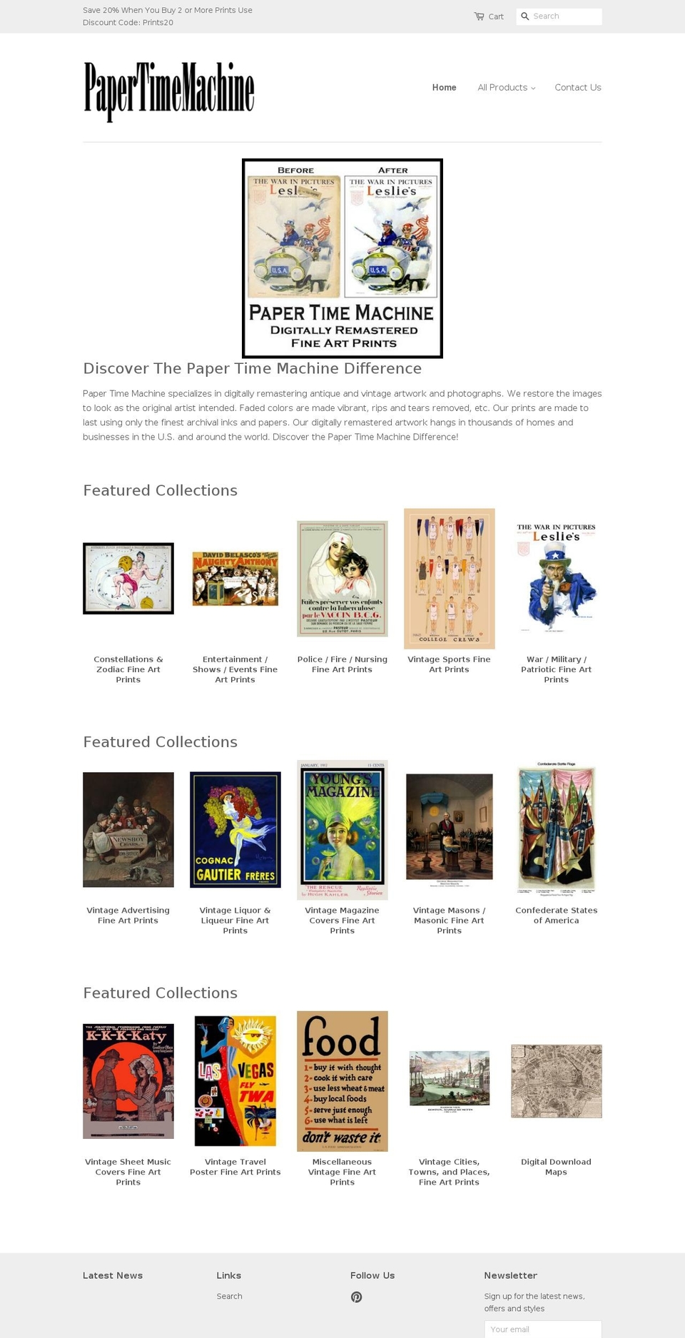 papertimemachine.com shopify website screenshot