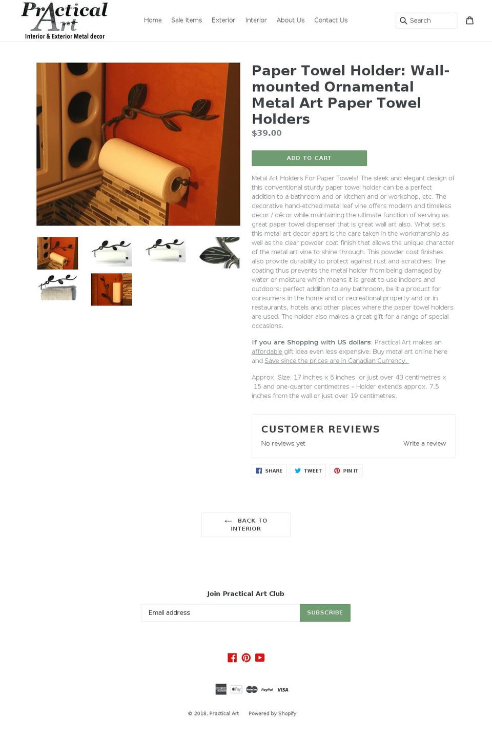 papertowelholder.net shopify website screenshot