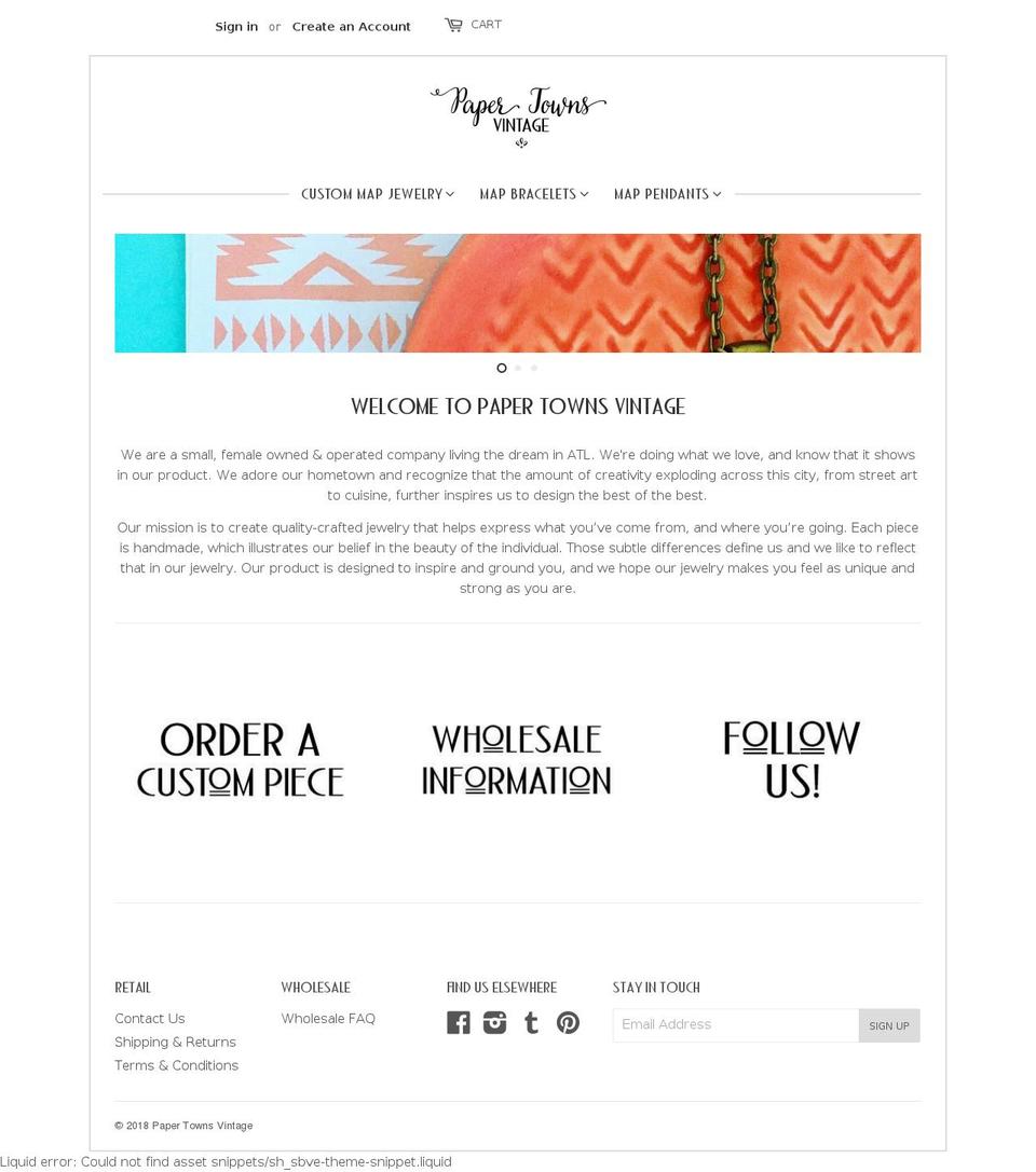 Copy of Paper Towns Vintage Shopify theme site example papertownvintage.com