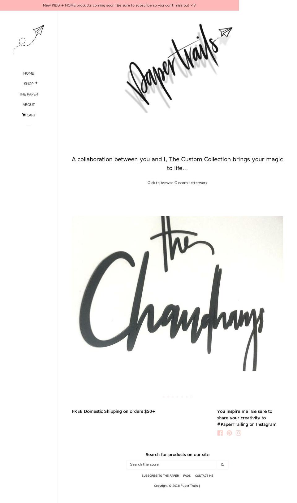 papertrailsshop.com — Shopify storefront screenshot