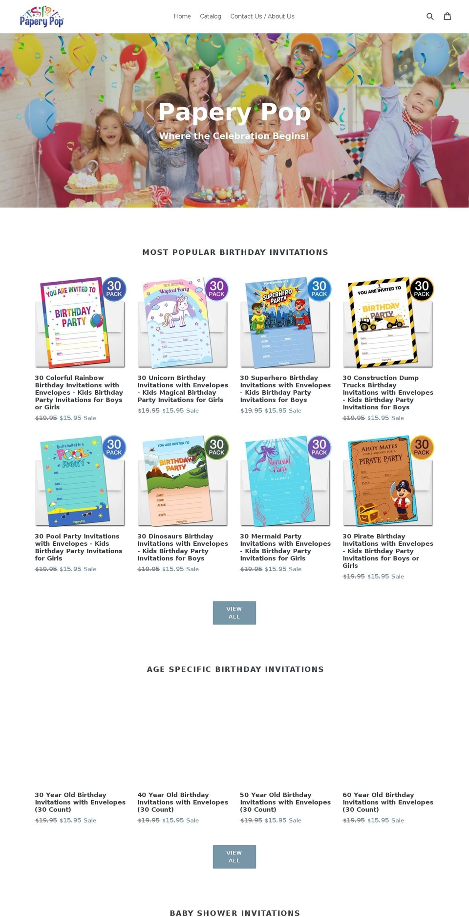 paperypop.com shopify website screenshot