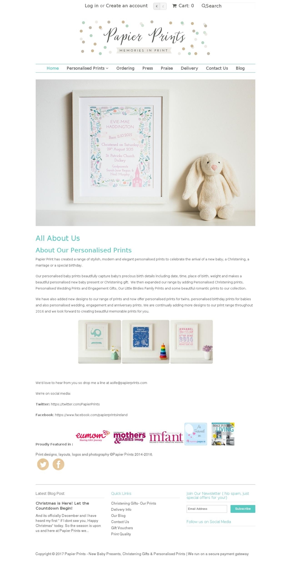 papierprints.com shopify website screenshot