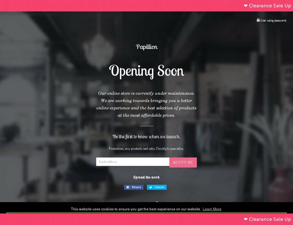 papillionlife.com — Shopify storefront screenshot