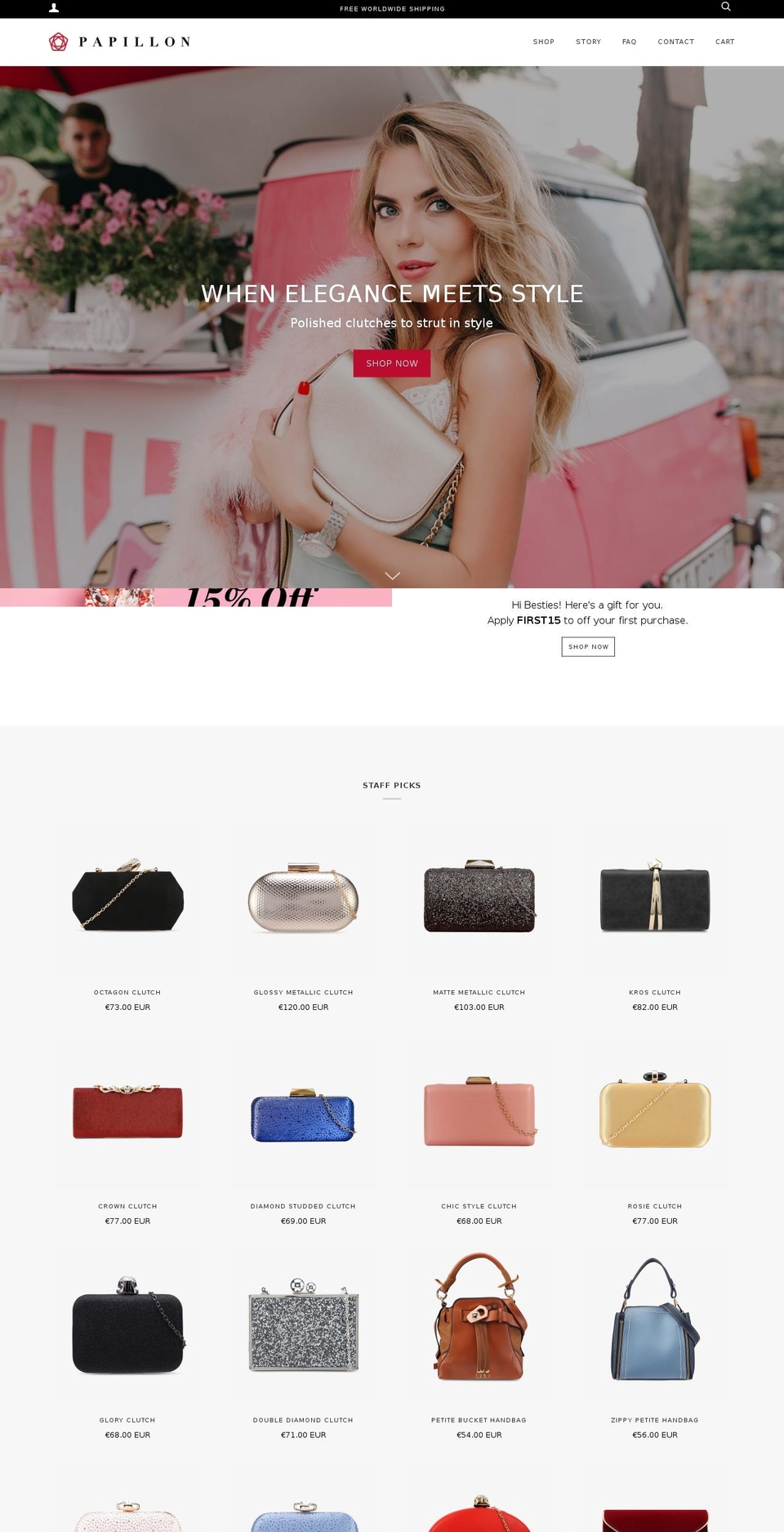 papillonclutch.com shopify website screenshot