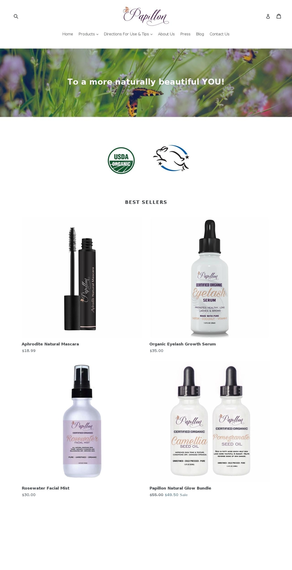 papillonus.com — Shopify storefront screenshot