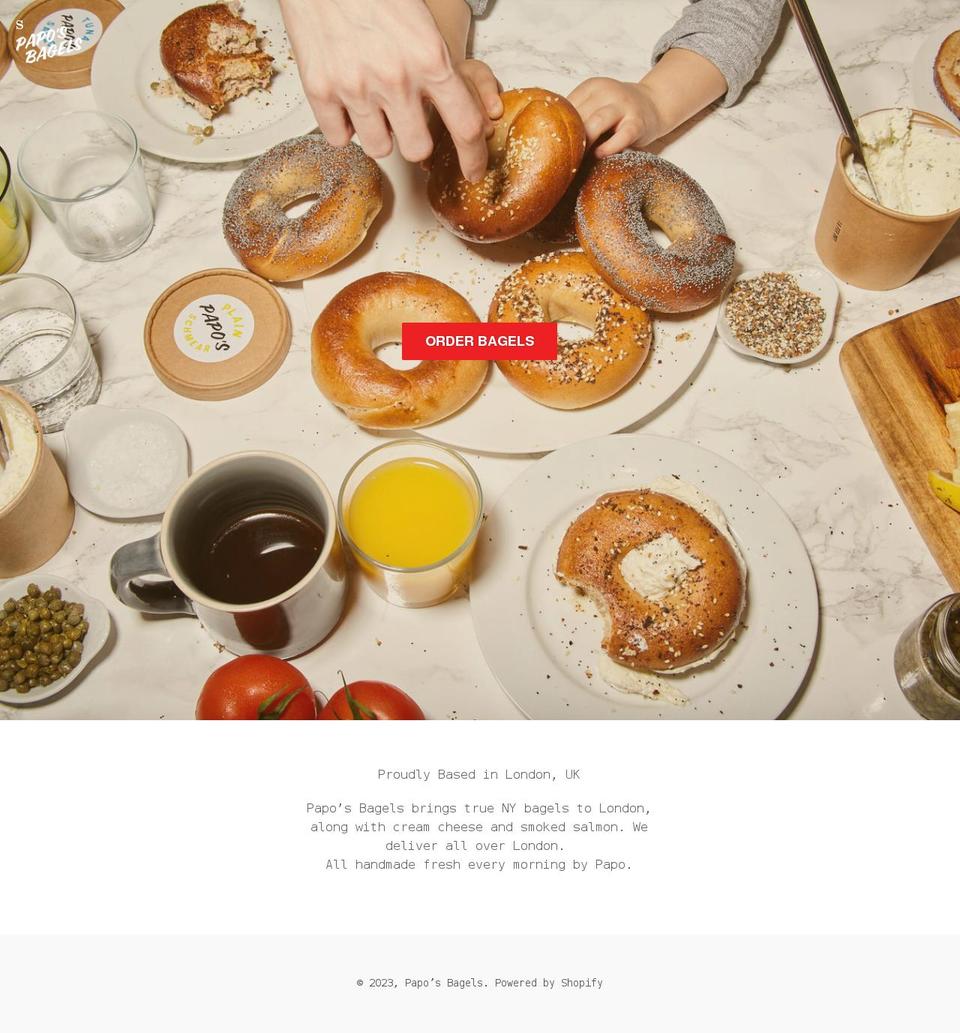 paposbagels.com shopify website screenshot