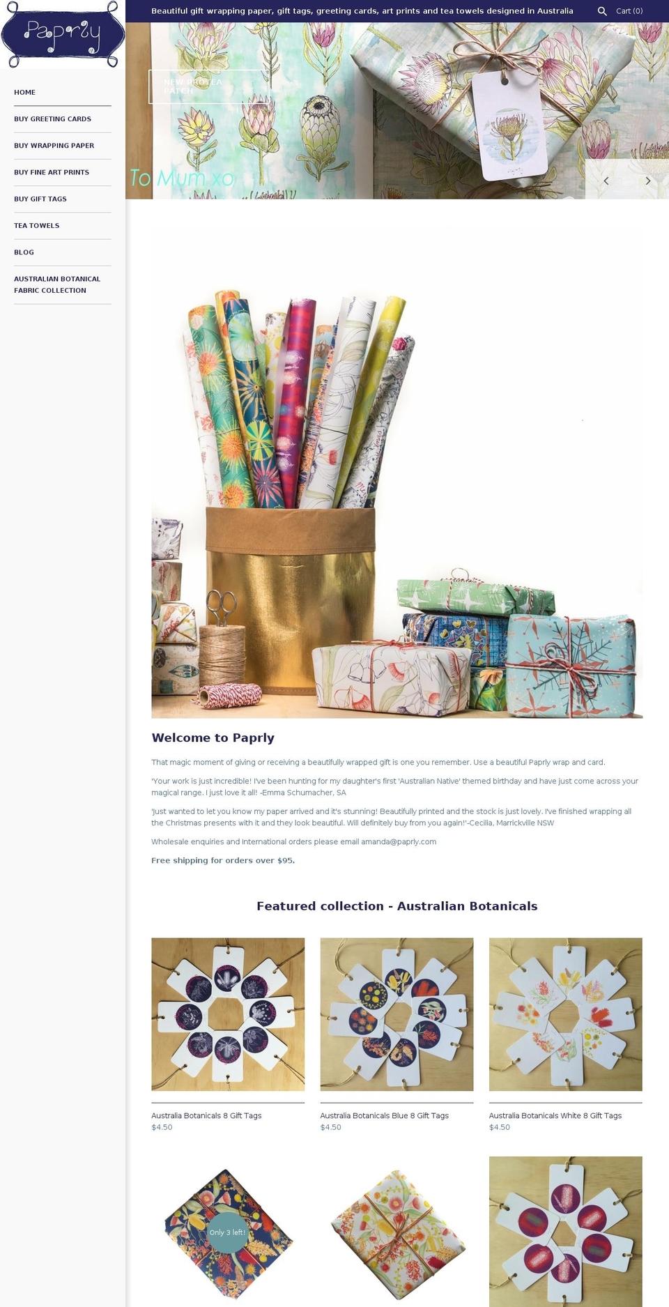 paprly.com.au shopify website screenshot