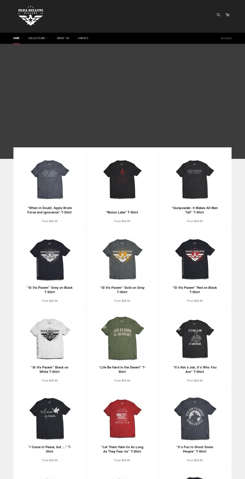 parabellumdesigns.com shopify website screenshot