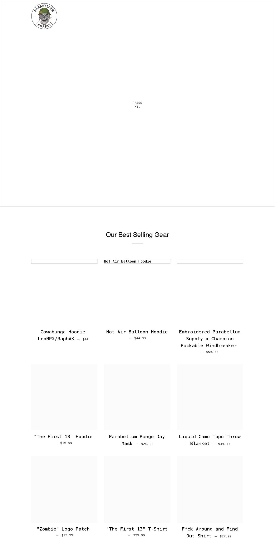 parabellumsupply.com shopify website screenshot