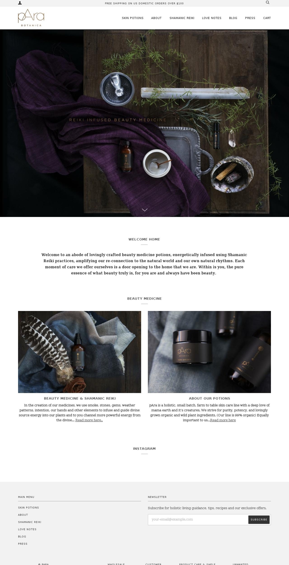 parabotanica.com shopify website screenshot