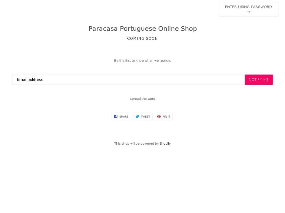 paracasa.pt shopify website screenshot