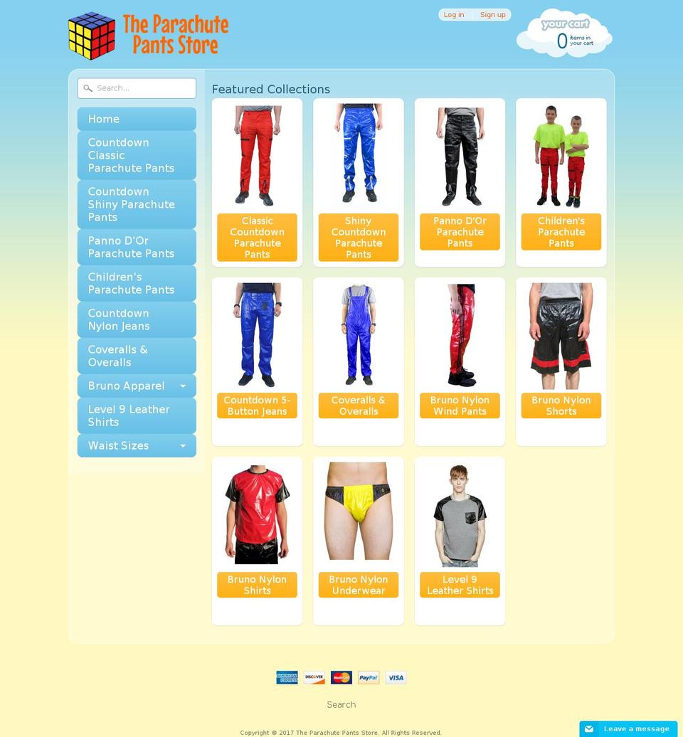 Sunrise Shopify theme site example parachute-pants.com