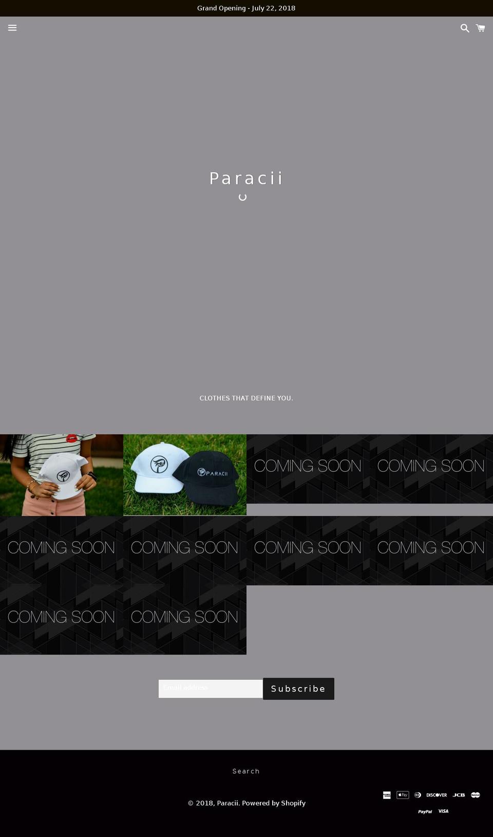 paracii.com — Shopify storefront screenshot