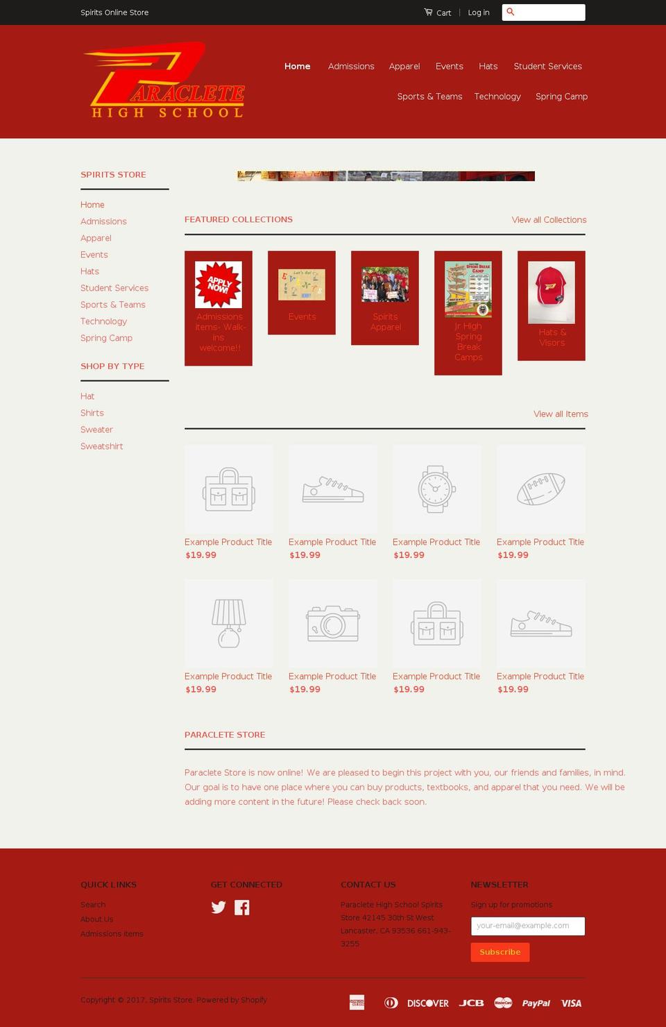 paracletestore.com shopify website screenshot