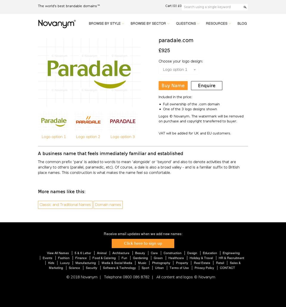 paradale.com — Shopify storefront screenshot