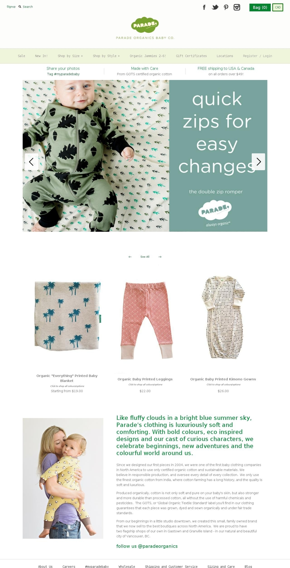 paradebaby.com shopify website screenshot