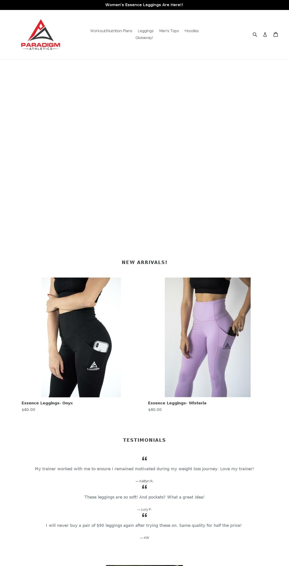 paradigm-athletics.com — Shopify storefront screenshot