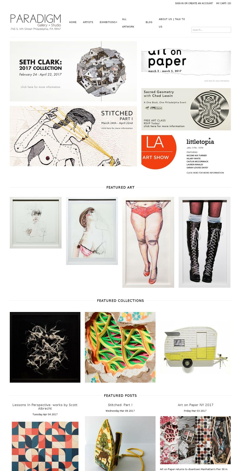 paradigm-gallery.com shopify website screenshot