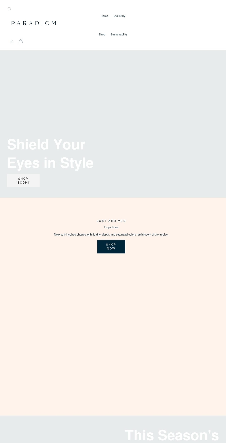 paradigmeyewear.com shopify website screenshot
