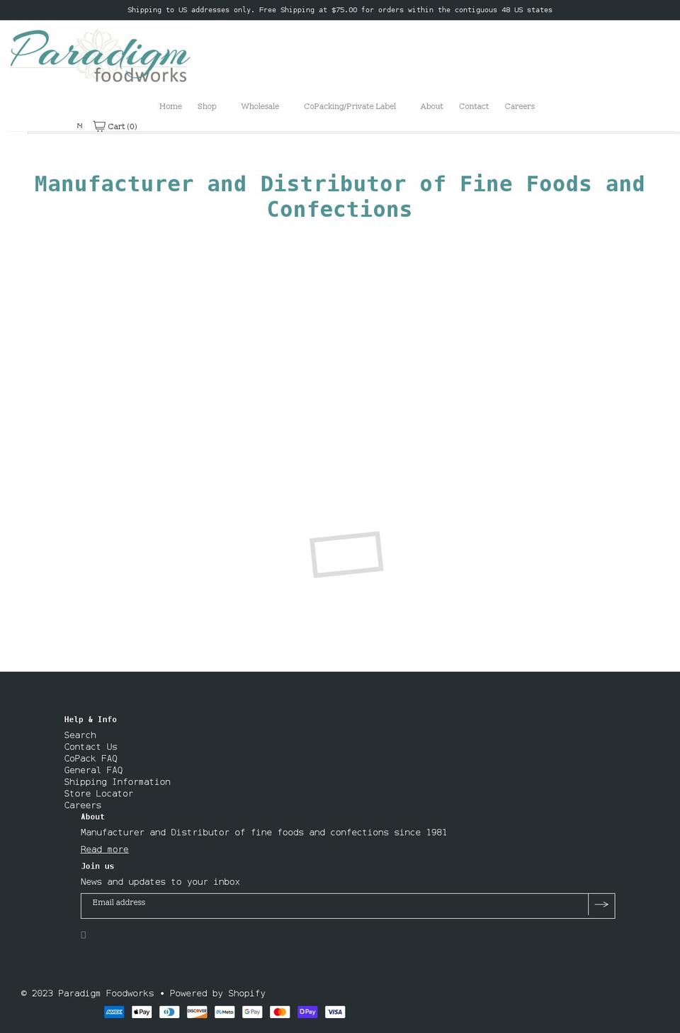 paradigmfoodworks.com shopify website screenshot