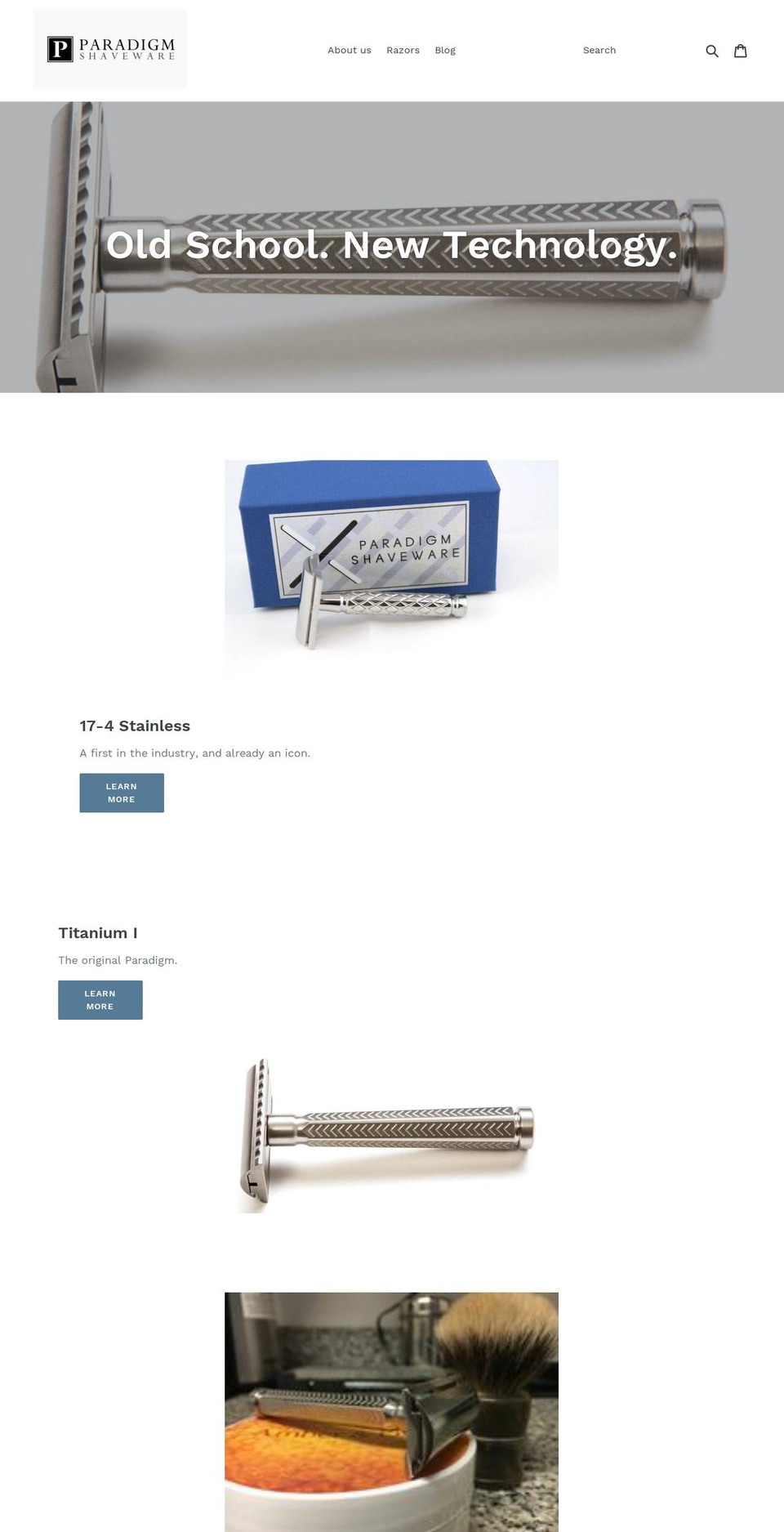 paradigmshaveware.com shopify website screenshot