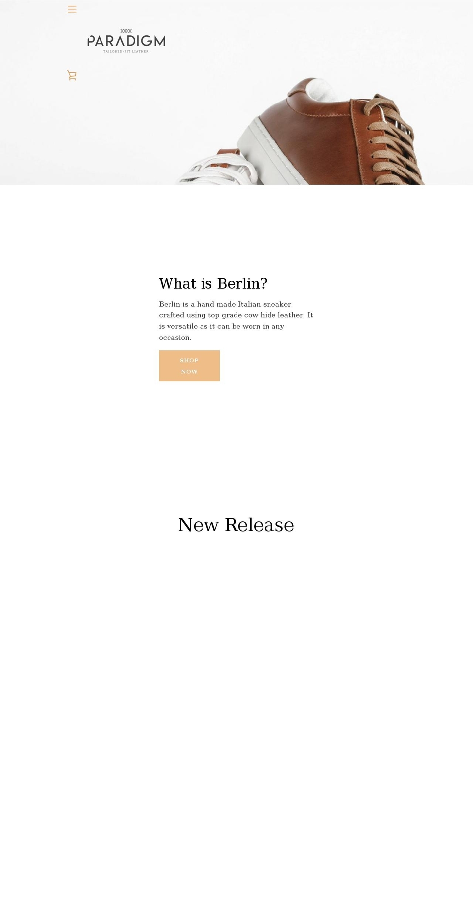 paradigmshoes.com shopify website screenshot