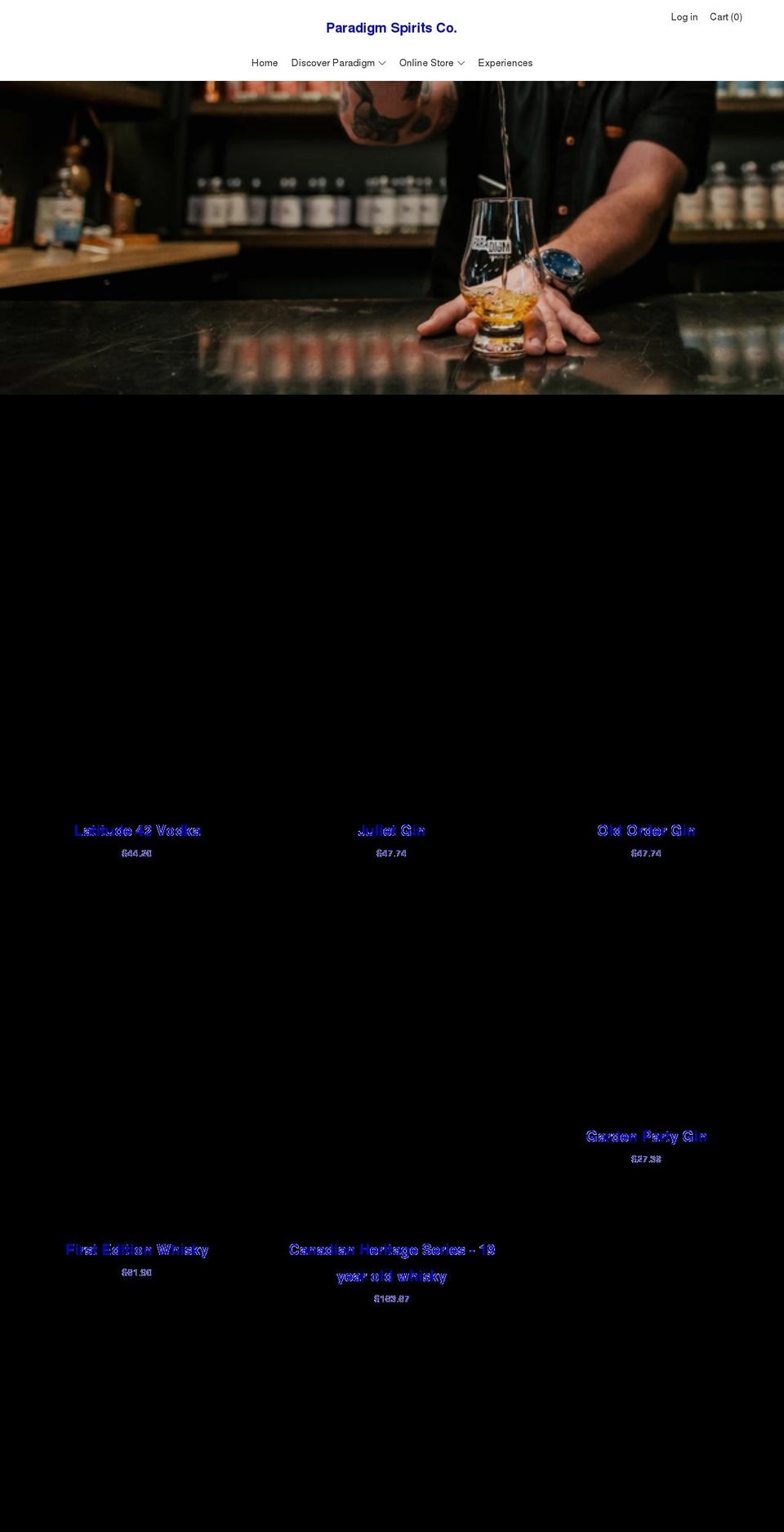 paradigmspirits.com shopify website screenshot