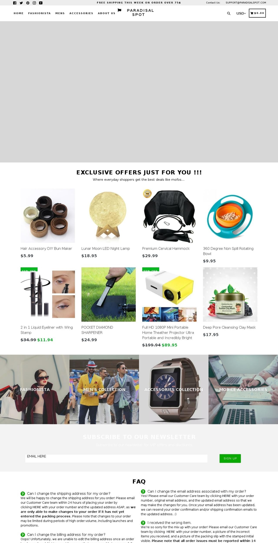 paradisalspot.com — Shopify storefront screenshot