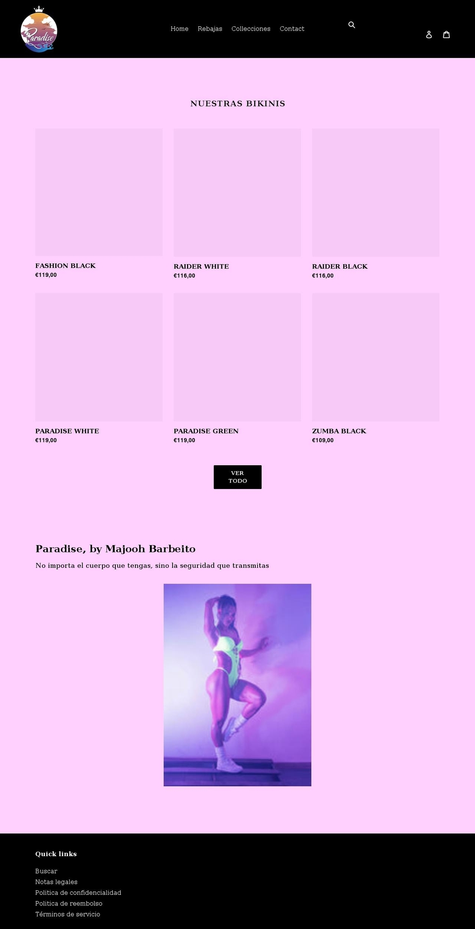 paradise-shopping.com shopify website screenshot