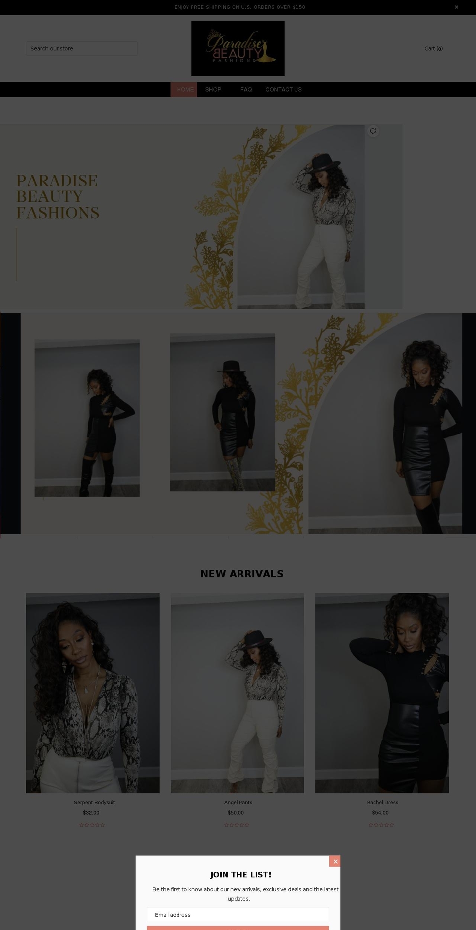 paradisebeautyfashions.com shopify website screenshot