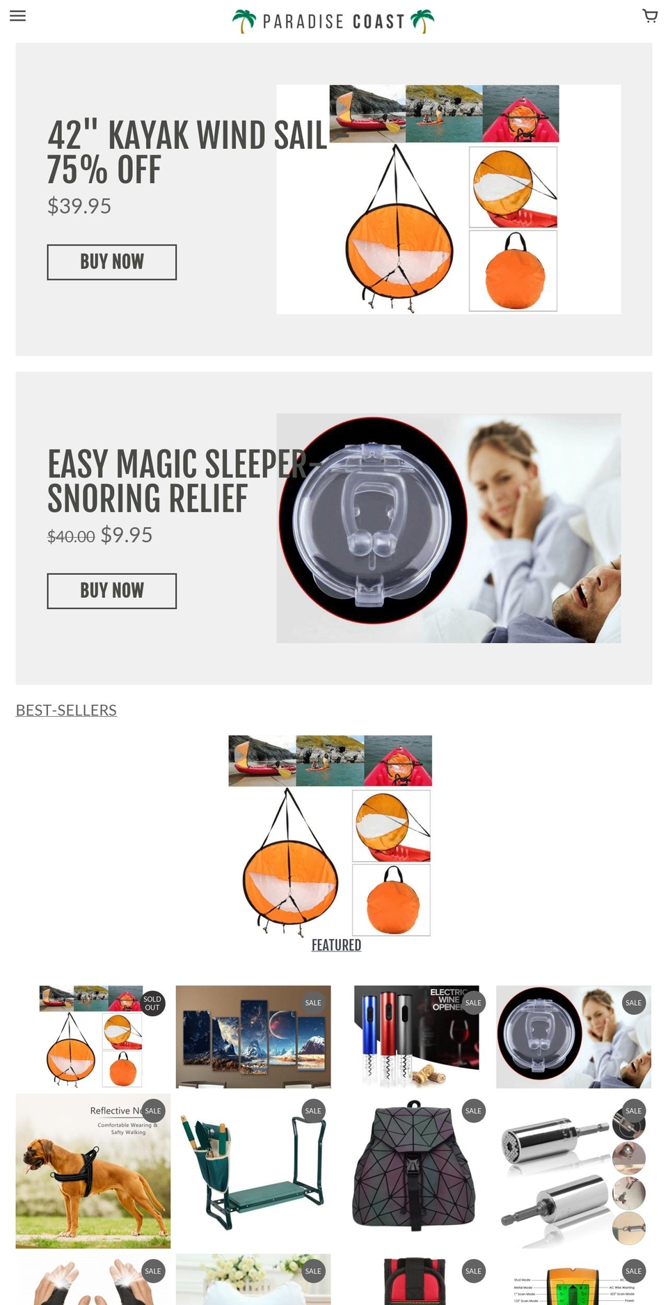 paradisecoastshop.com shopify website screenshot