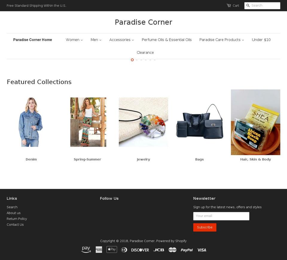 paradisecornerbyvenice.com shopify website screenshot
