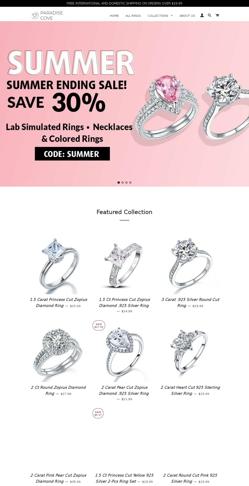 paradisecovejewelers.com shopify website screenshot