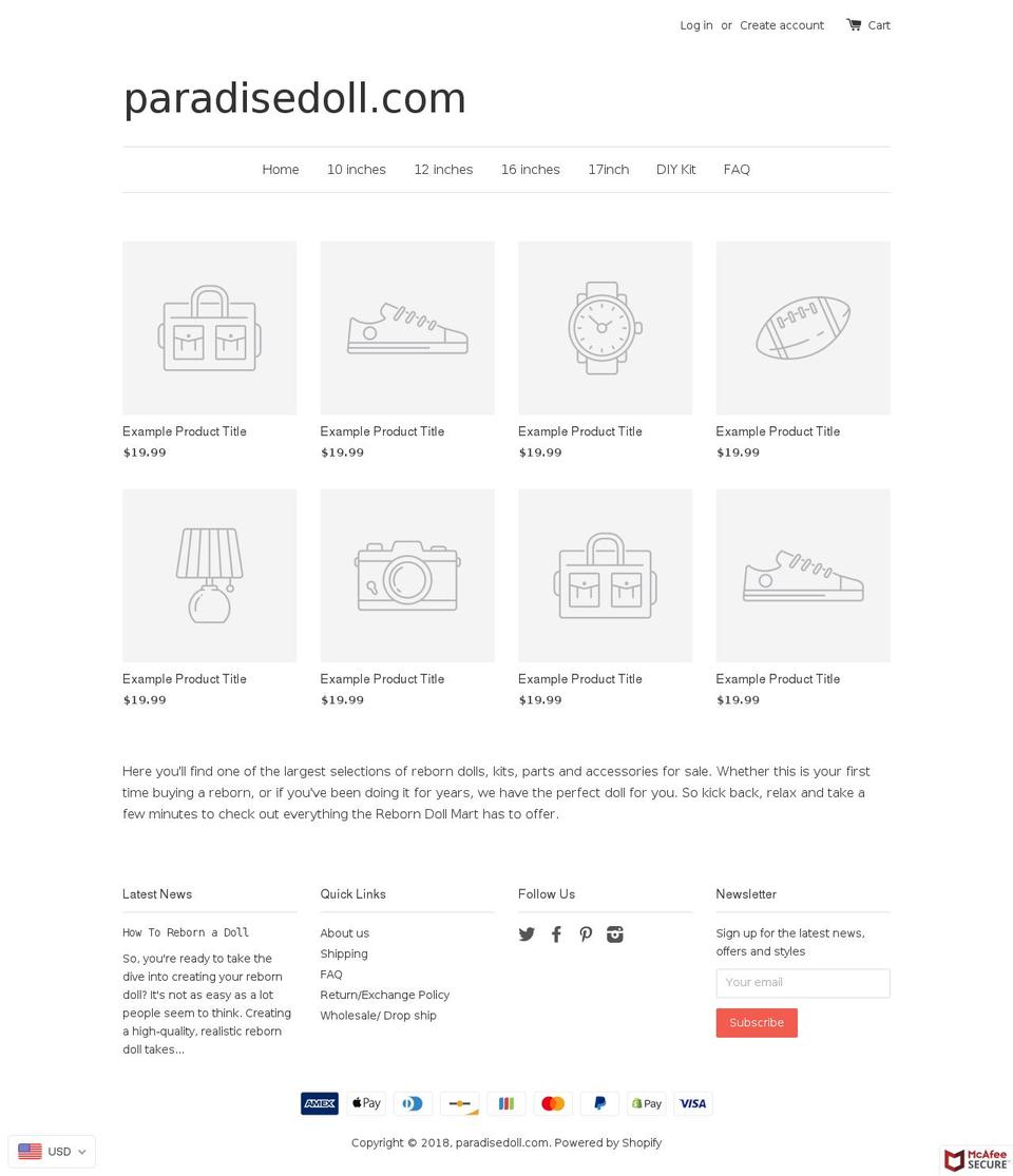 paradisedoll.com — Shopify storefront screenshot