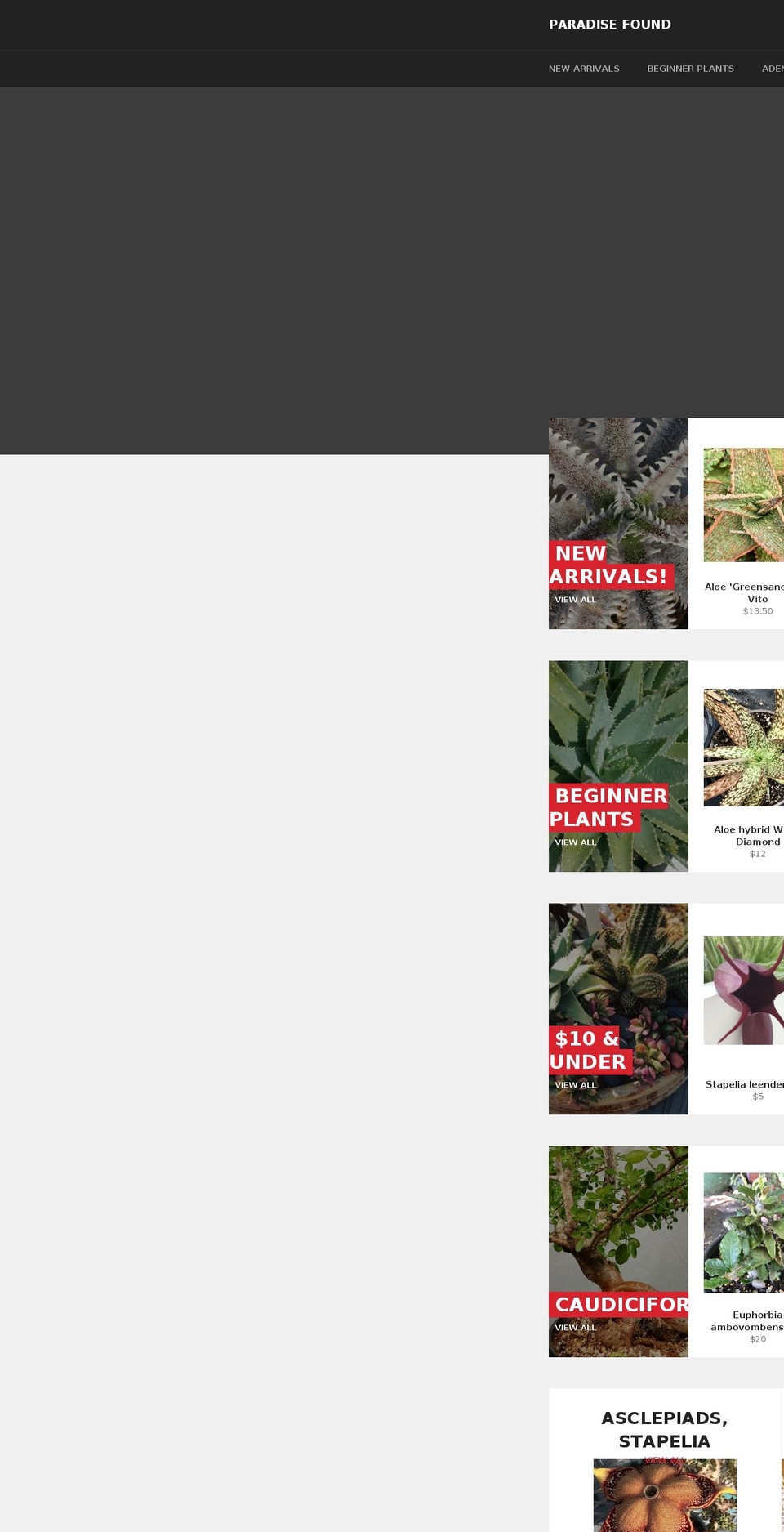 paradisefoundnursery.com shopify website screenshot