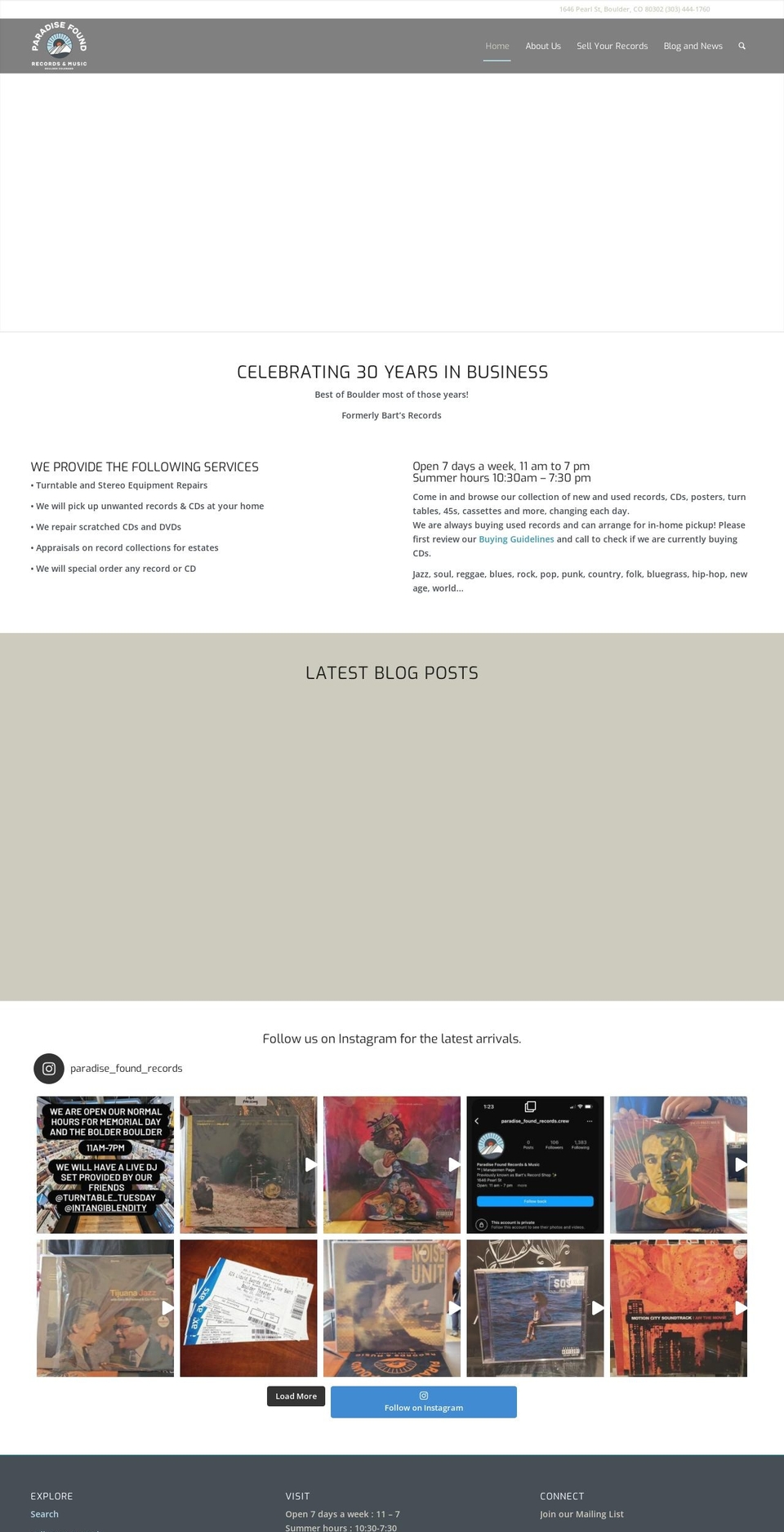 paradisefoundrecordsmusic.com shopify website screenshot