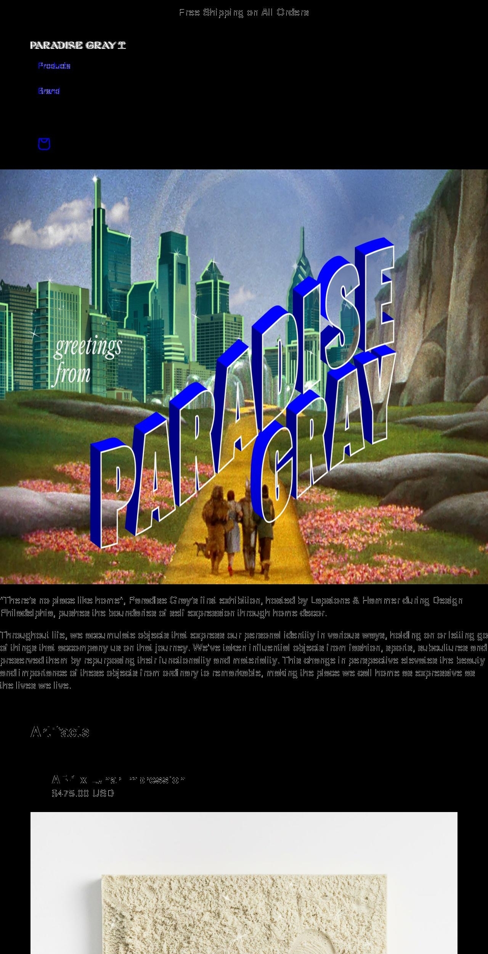 paradisegray.com shopify website screenshot