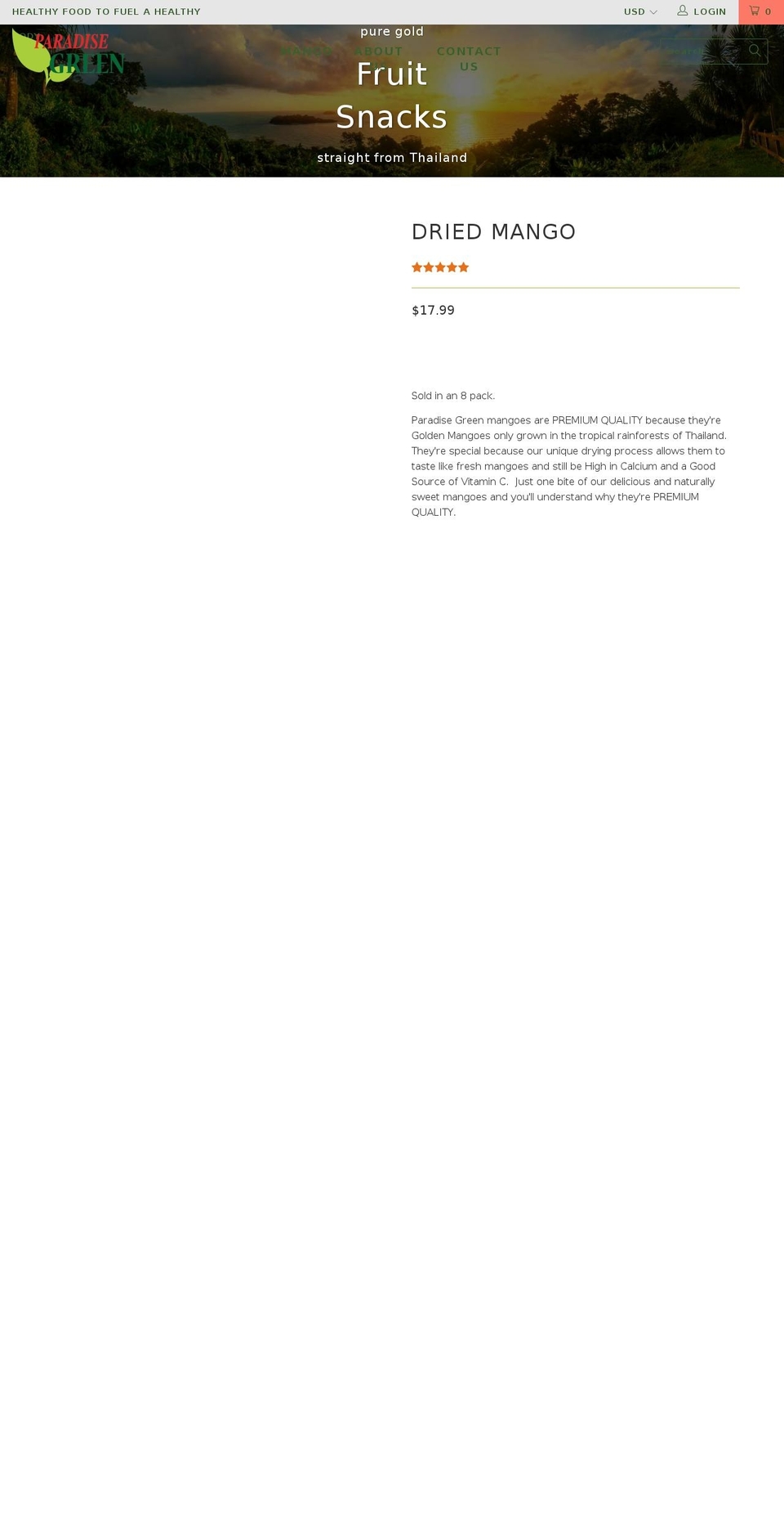 paradisegreenfood.com — Shopify storefront screenshot