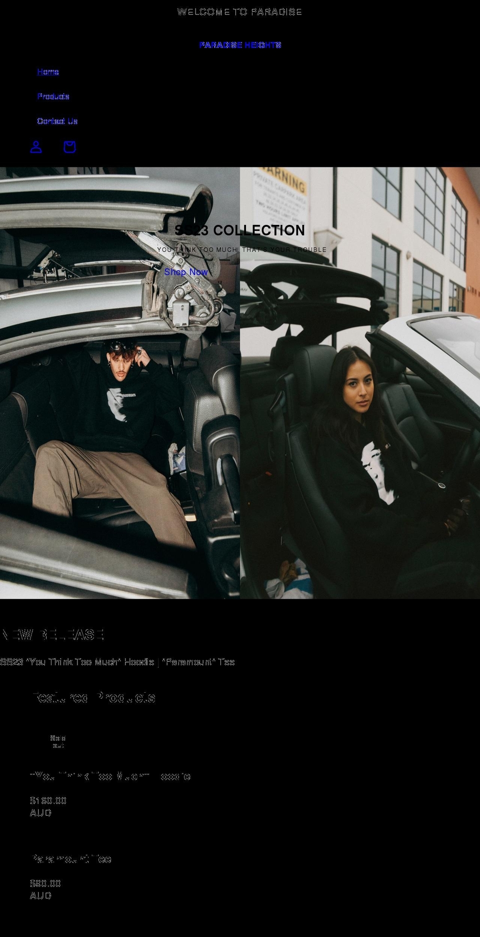 paradiseheights.com.au shopify website screenshot