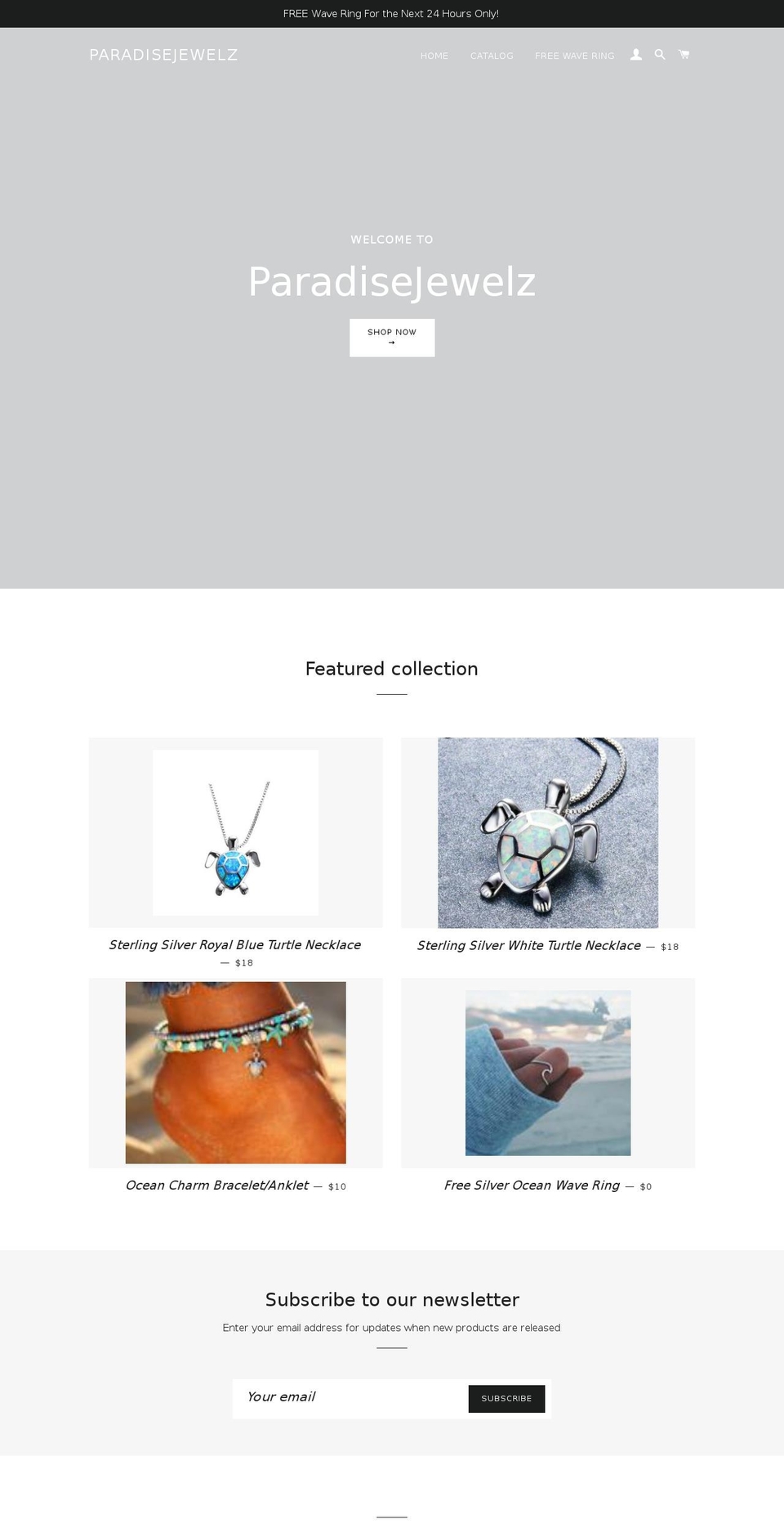 paradisejewelz.com — Shopify storefront screenshot
