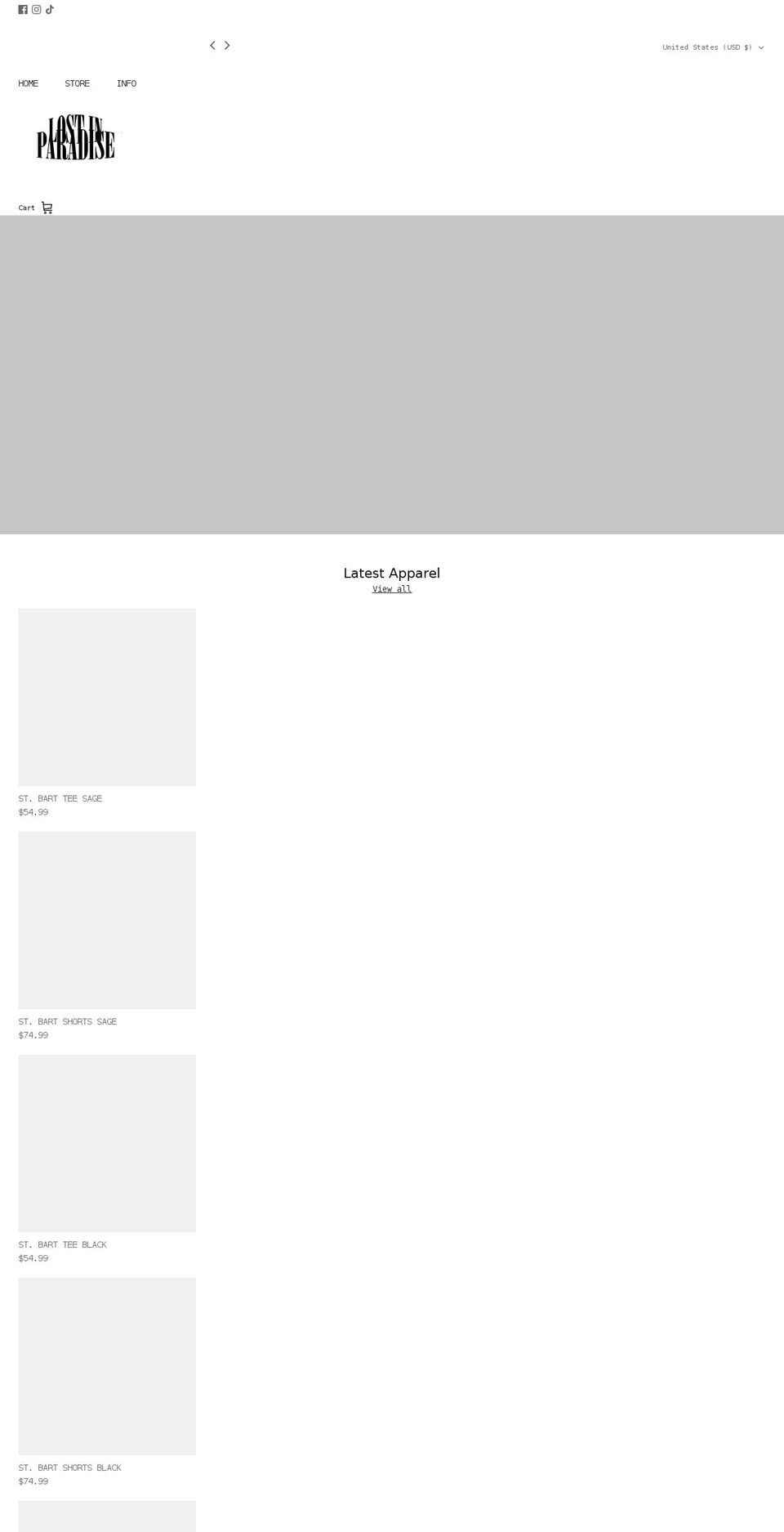 paradiselostmia.com shopify website screenshot