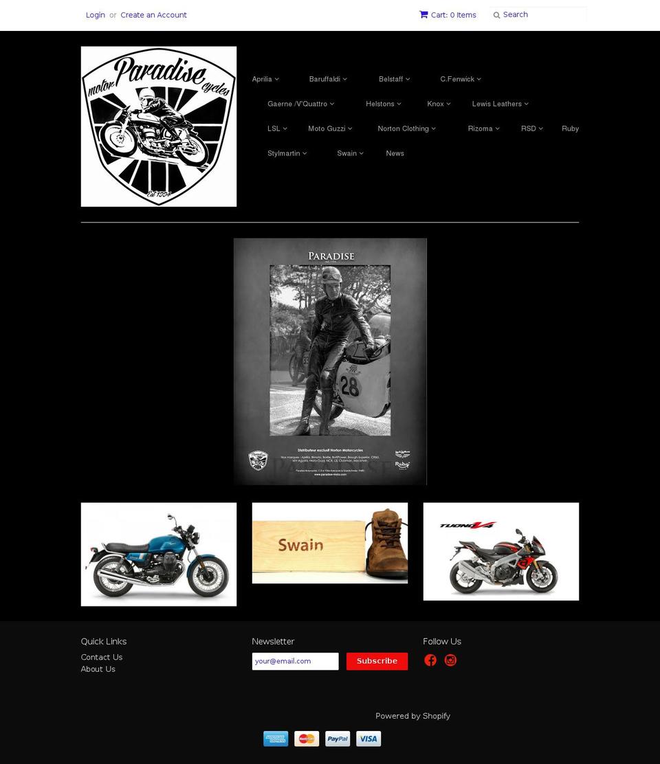 paradisemotoshop.com shopify website screenshot